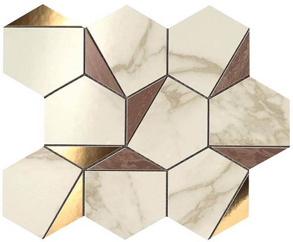 Мозаика Marvel Gold Hex Brown-Calacatta (9EHB) 25,1x29