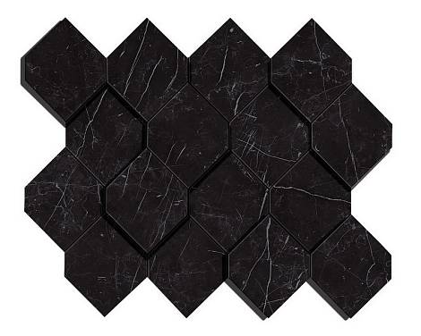Мозаика Marvel Nero Marquina Mosaico Esagono 3D (AS4B) 